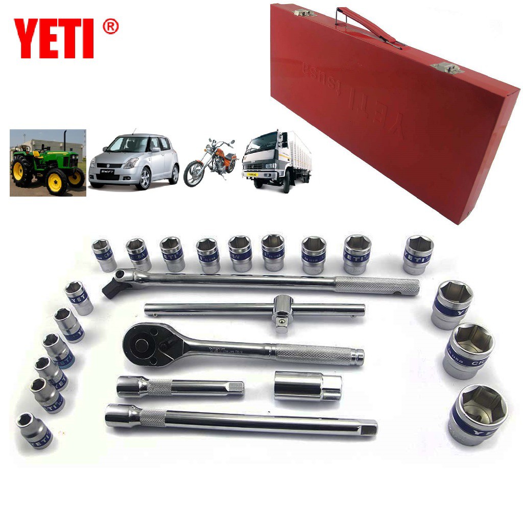 Bộ Tuýp Yeti 24 chi tiết, 18 [đầu tuýp] 1/2" 8-32mm, hàng chất lượng cao phù hợp tiệp sửa xe, gara ô tô