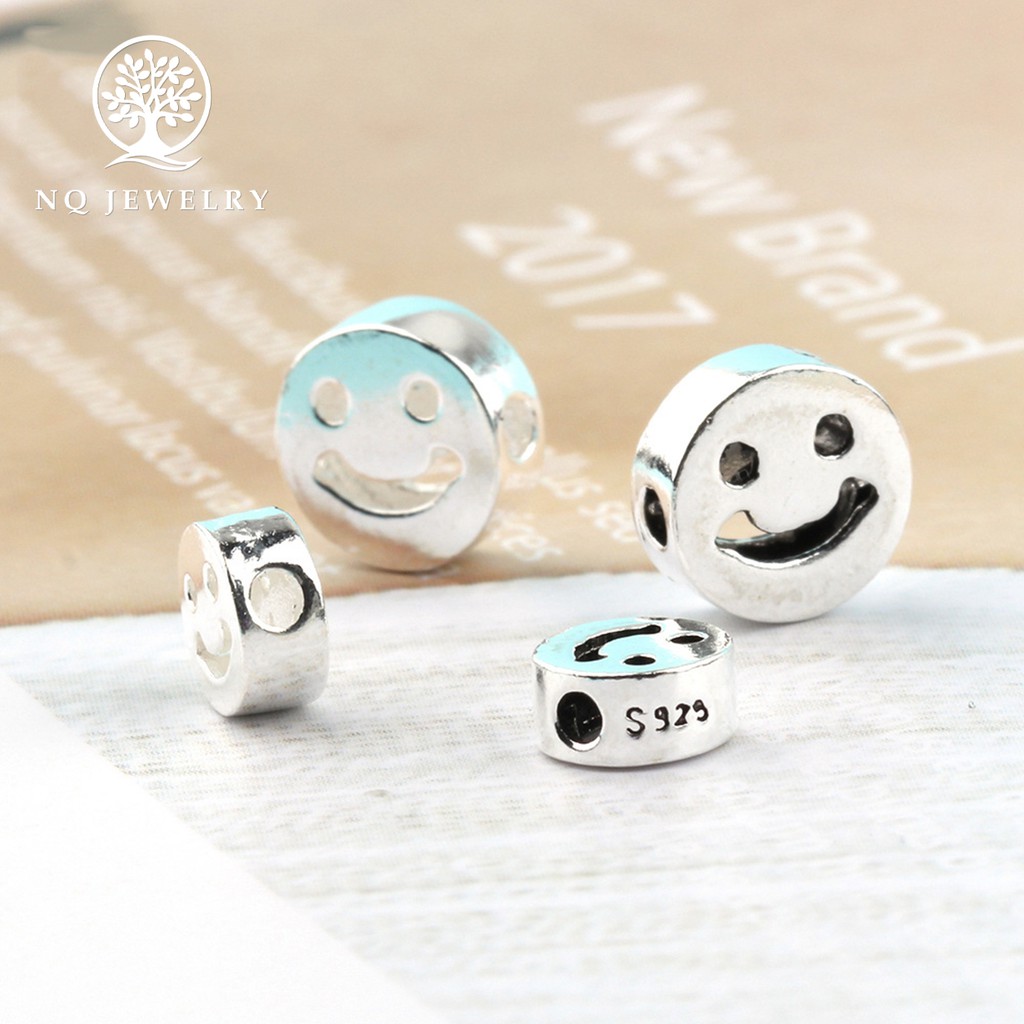 Charm bạc hình mặt cười xỏ ngang - NQ Jewelry