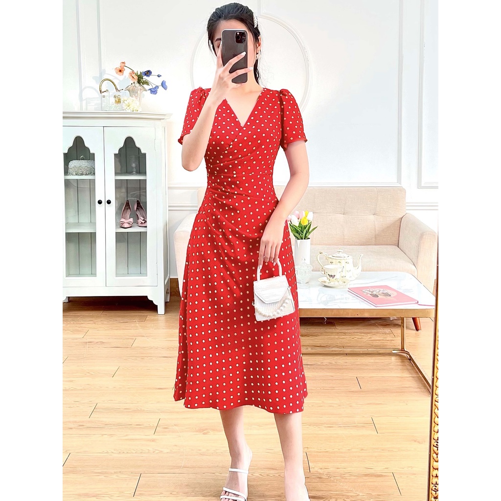 Váy wrap xếp ly eo 1VA01666DO Lep'
