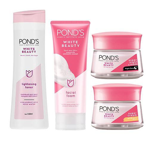 (Chính hãng) bộ sản phẩm Pond's Trắng Hồng Rạng Rỡ (Sữa Rửa Mặt, Kem Dưỡng Ngày Và Đêm, Nước Hoa Hồng)