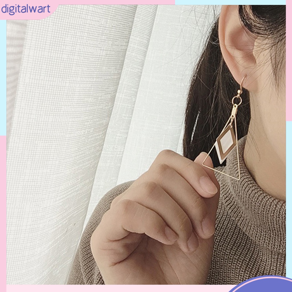 Đôi bông tai dáng dài hình tam giác đính đá độc đáo thời trang cho nữ