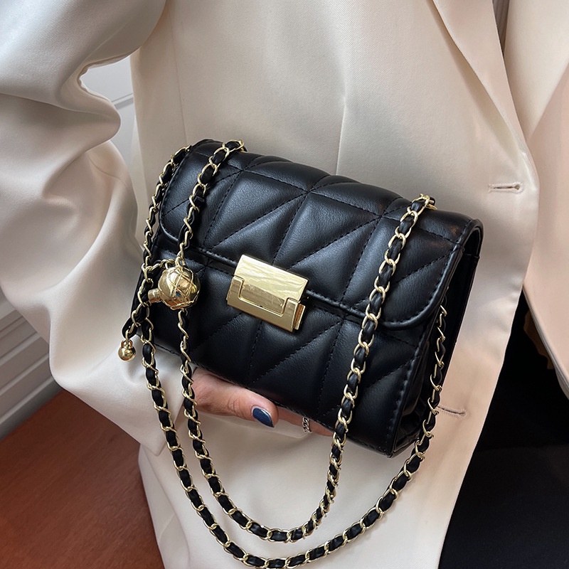 Túi đeo vai IELGY hình vuông size nhỏ họa tiết hình thoi phong cách Hàn Quốc thời trang cho nữ