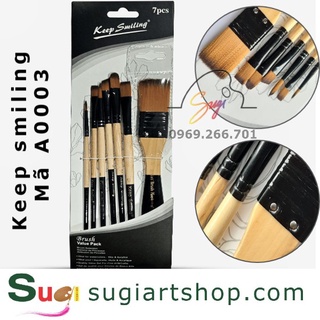 Bộ cọ vẽ vẽ màu acrylic keep smiling A0003, Bộ cọ 7 cây-Cọ vẽ màu nước/gouache/poster/acrylic/oil [ Sugi art]