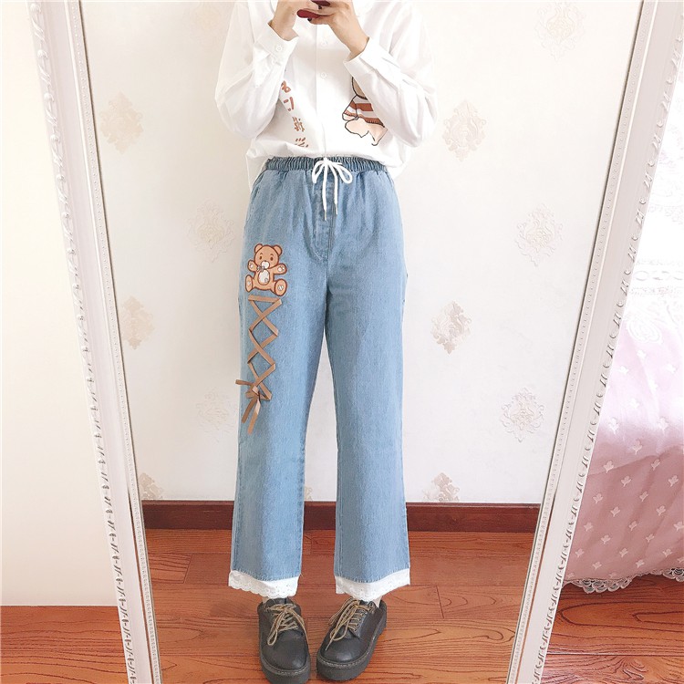 Quần Baggy Jean Nữ Gấu 679