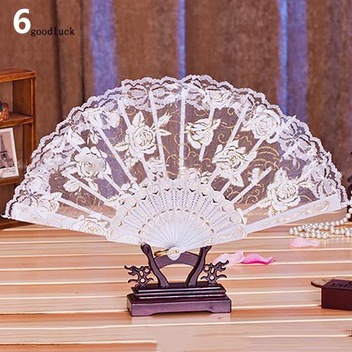 Quạt xếp in hoa cổ điển