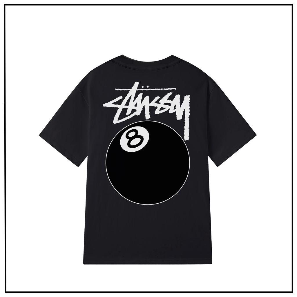 ÁO THUN TRẮNG UNISEX STUSSY COTTON 100% 8 BALL TEE