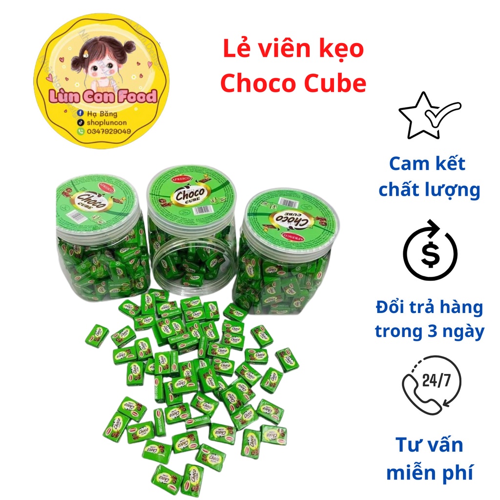 [ MÃ LẺ 1 VIÊN KẸO ] KẸO CHOCO CUBE 1 VIÊN  ❤Freeship❤ LẺ 1 VIÊN KẸO - Lùn Con Food