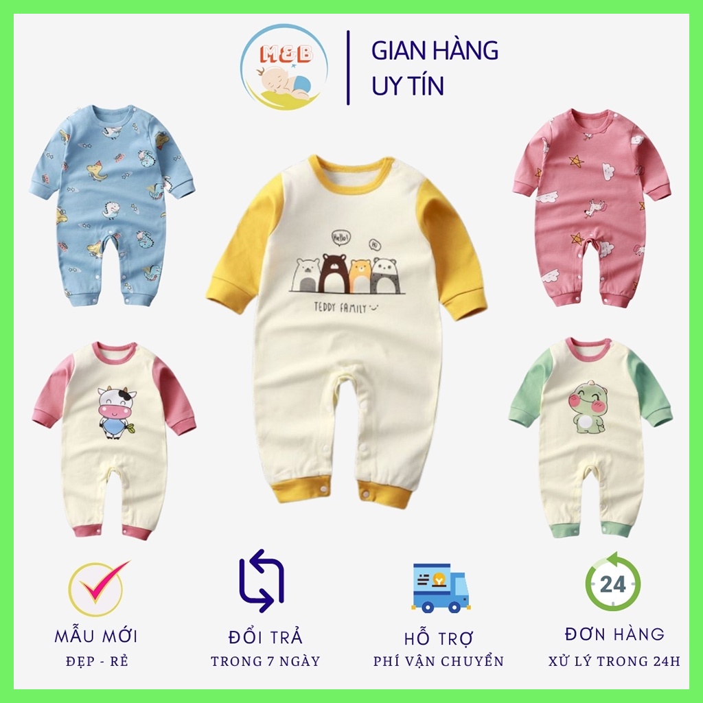 Body sơ sinh bodysuit cho bé trai gái quần áo trẻ em sơ sinh từ 0-12 tháng tuổi, 3-12kg hàng QC đẹp – BD20