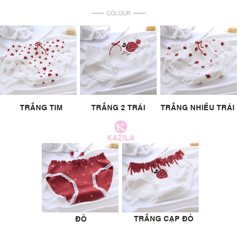 [Mã 12FASHIONSALE1 giảm 10K đơn 50K] Quần lót nữ hình quả dâu cạp nhúm dễ thương, quần lót cotton xuất Nhật Kazila QLH77 | BigBuy360 - bigbuy360.vn