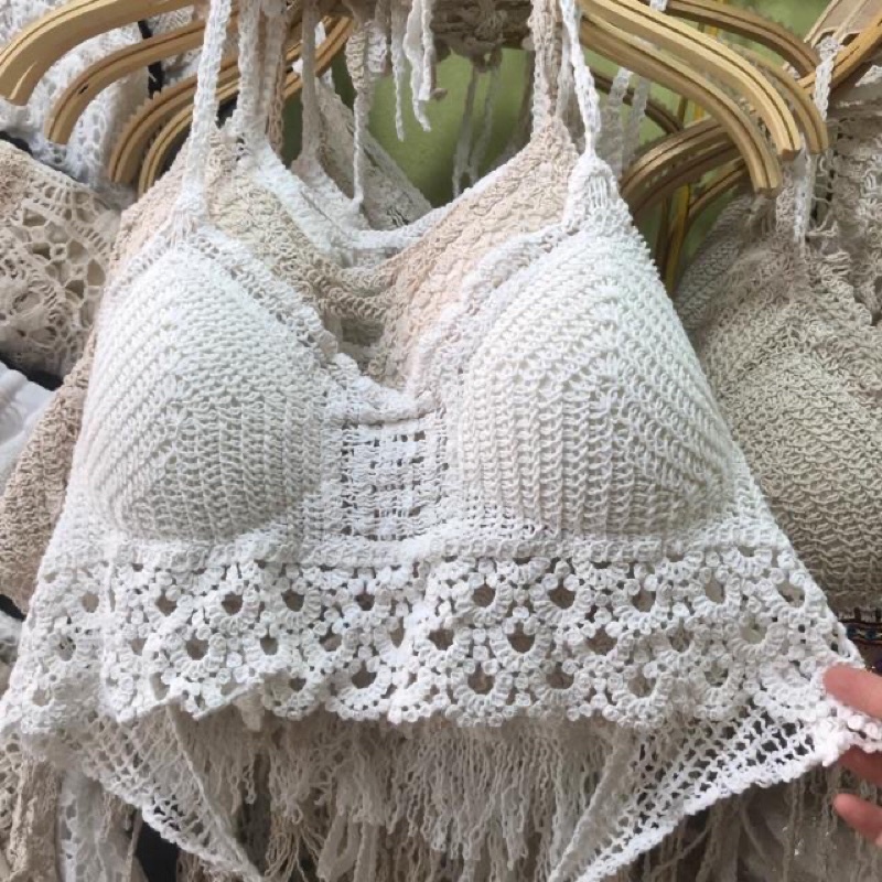 47-Bộ bơi bikini ren⚡️Set ren đi biển 3 món sang chảnh hàng QC