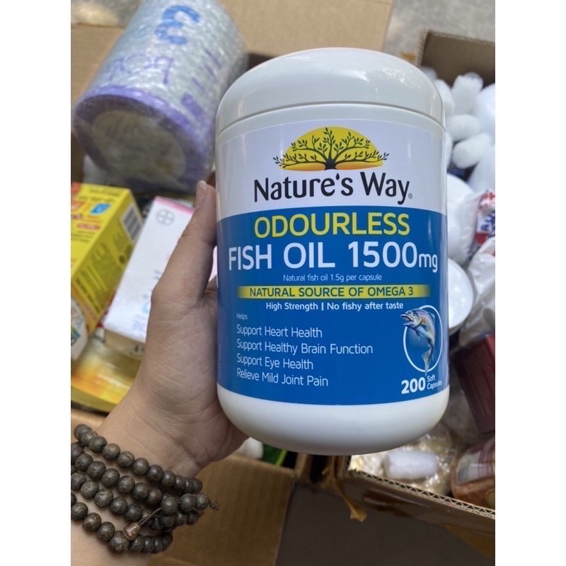LỌ NHỰA NATURE’S WAY ODOURLESS FISH OIL 1500mg LỌ 200 VIÊN CHÍNH HÃNG
