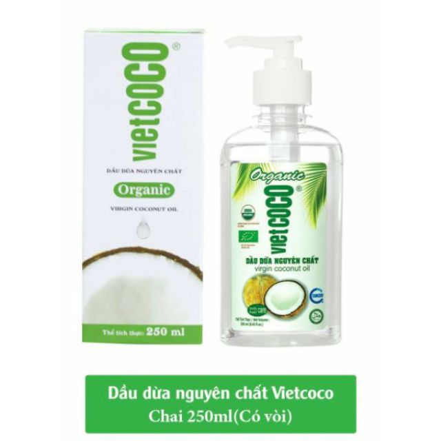 [Vietcoco] Dầu dừa organic 250ml, dầu hữu cơ làm bánh cho bé ăn dặm