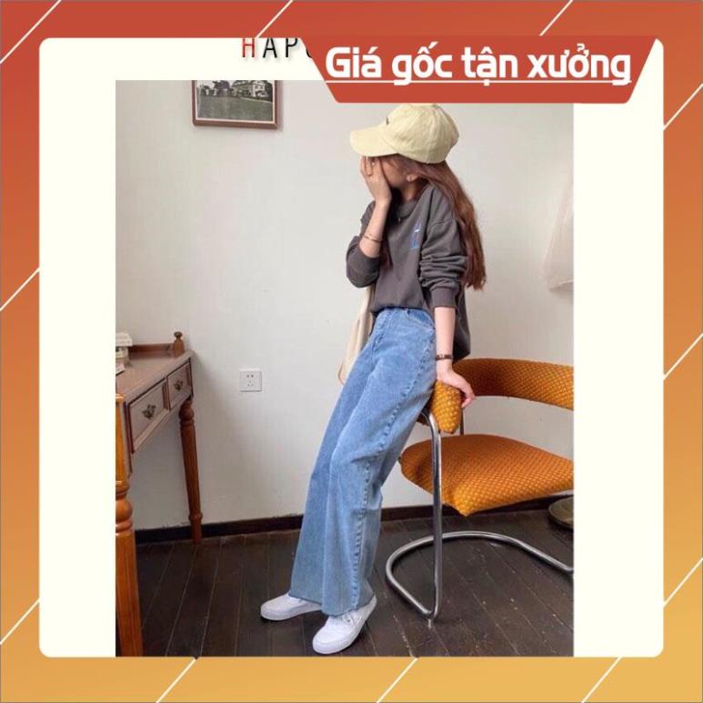 Khuyến mại Quần jean bò ống suông rộng nữ đẹp lưng cao vải dày đẹp cao cấp Hot 2021 - HAPONO-J018 huyenjean