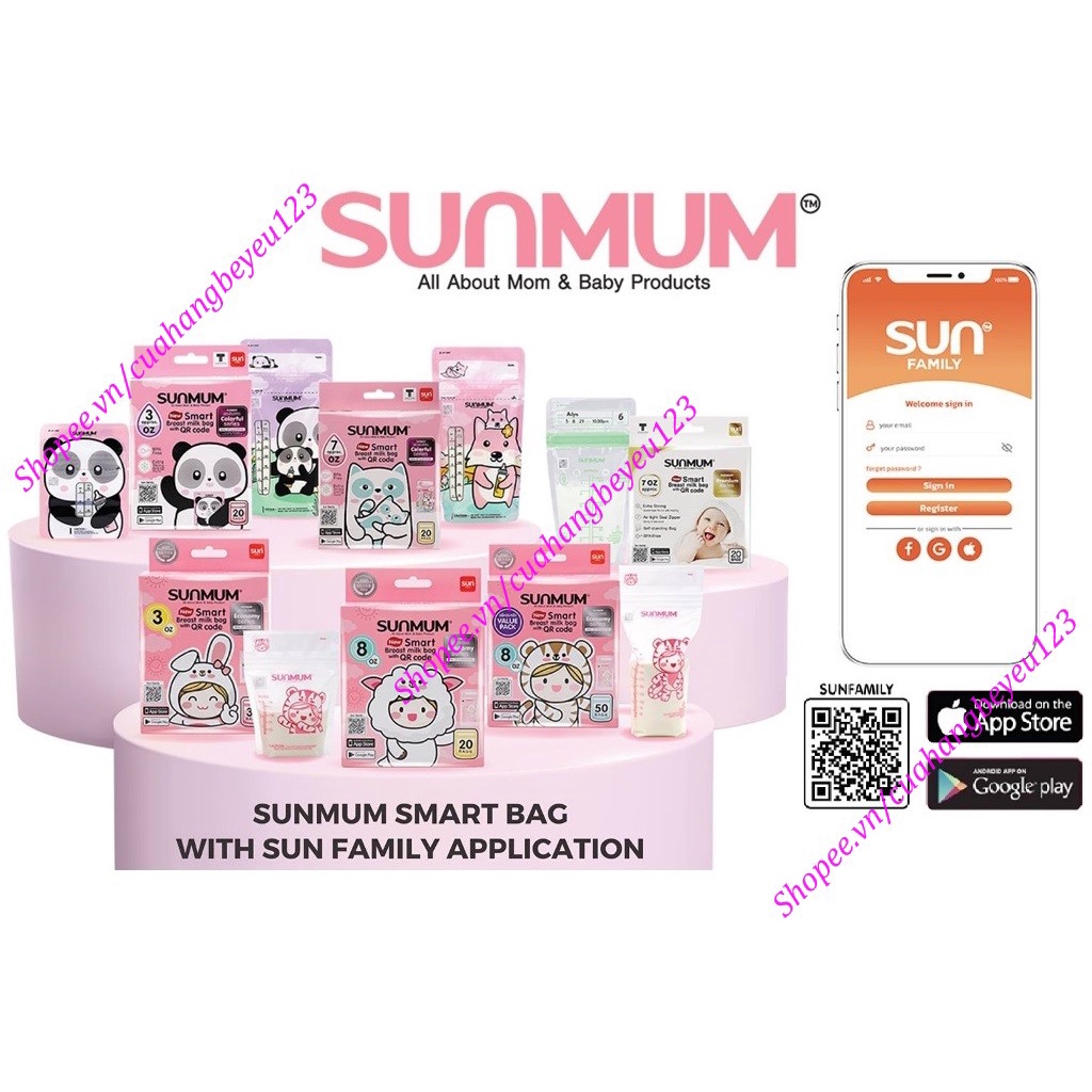 3 Hộp - Combo 150 túi trữ sữa Mẹ cao cấp 250ml không BPA, không mùi Sunmum (Thái Lan)