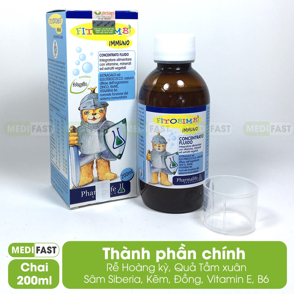 Immuno Bimbi - Giúp Bé Tăng Cường Miễn Dịch,Sức Đề Kháng,Khỏe Mạnh Hết Ốm Vặt - nhập khẩu từ Ý - Chai 200ml