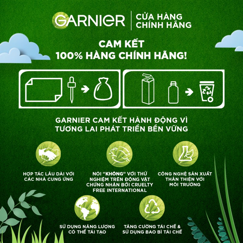 Bộ sản phẩm làm sạch, giảm mụn và sáng da dành cho da dầu mụn Garnier