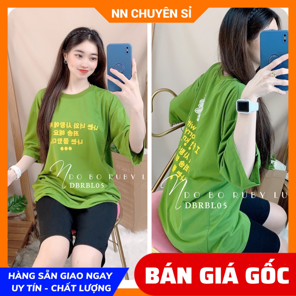 Đồ bộ nữ mặc nhà phom to đến 70kg chất thun mềm mịn mát in họa tiết dễ thương DBRBLCT