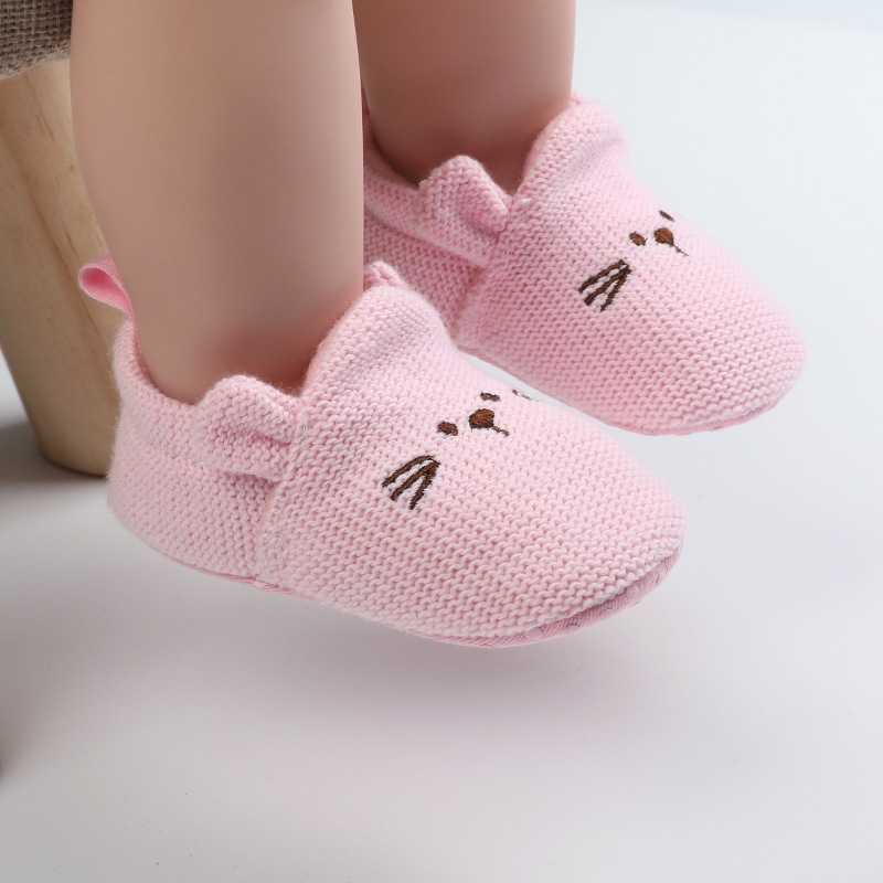 Giày vải lanh họa tiết hình mặt mèo hoạt hình dễ thương cho bé 0-1 tuổi