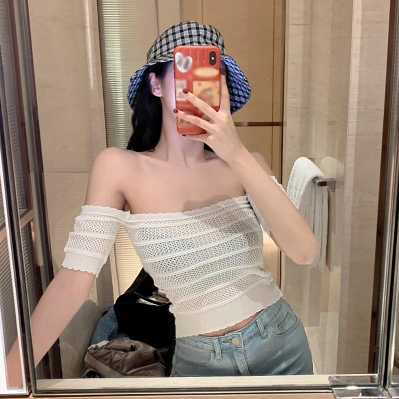 Áo Kiểu Hở Vai Màu Trơn Quyến Rũ Thời Trang Hàn Quốc Cho Nữ