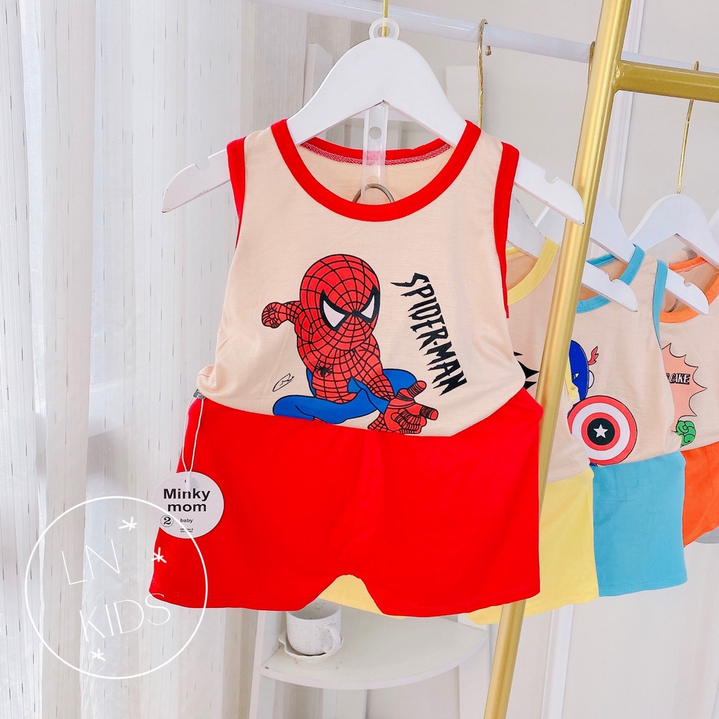 Bộ quần áo ba lỗ cho bé trai hình siêu nhân vui nhộn chất thun lạnh thoáng mát mesocshop
