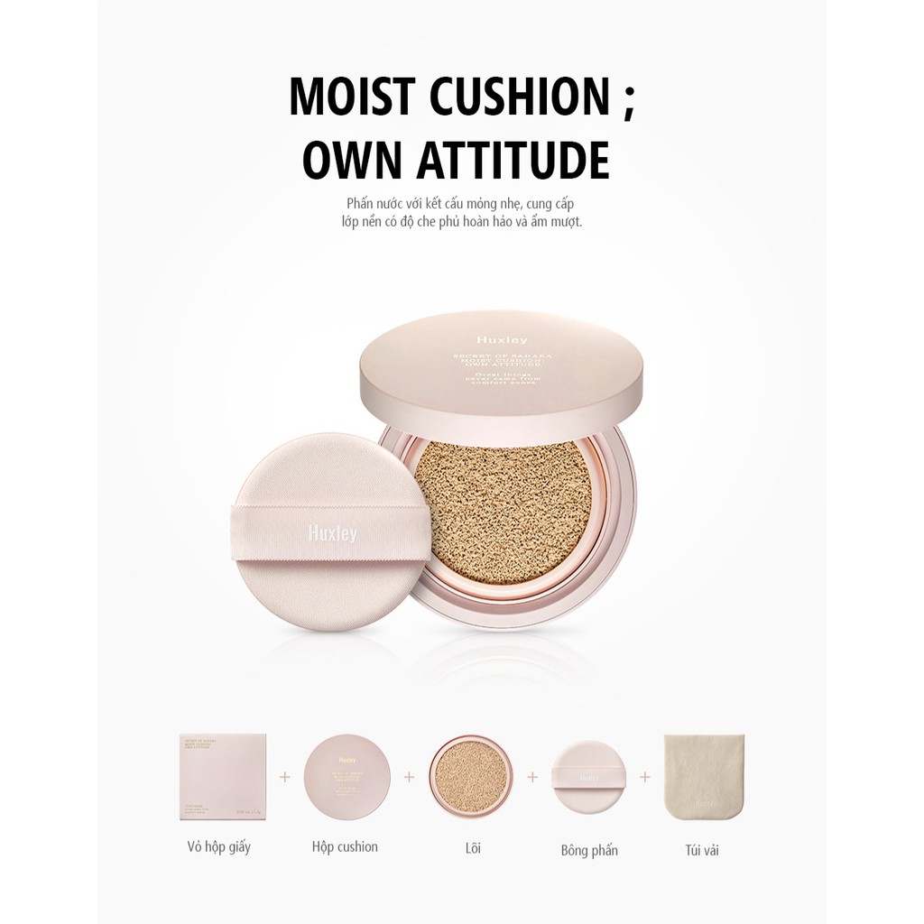 Lõi Phấn Thay Thế Huxley Moist Cushion Own Attitude SPF24 PA++ 12g No.2 Sand Refill