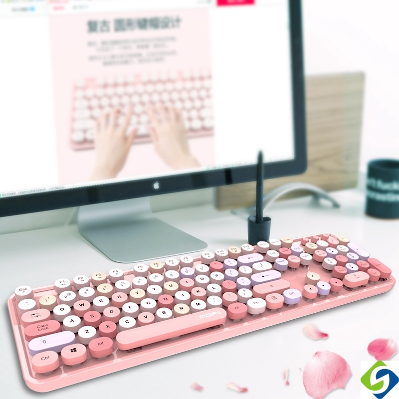 Ofii Bộ Bàn Phím Và Chuột Không Dây Hình Son Môi Màu Hồng macaron Tím Tím Phong Cách punk Cổ Điển Dành Cho Văn Phòng / Nhà Cửa