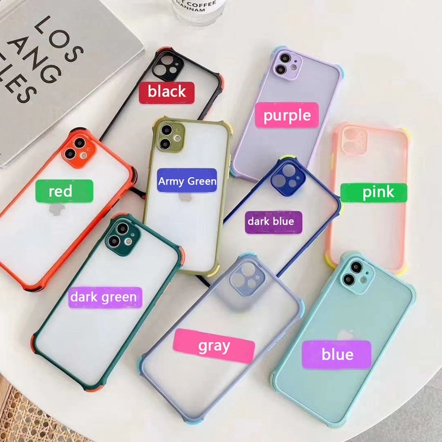 🌈Hàng sẵn sàng💝 Ốp điện thoại mềm nhám trong suốt chống rơi 4 góc màu kẹo cho Xiaomi Redmi 9 9A 9C Note 9s 9 Pro Note 8 Pro