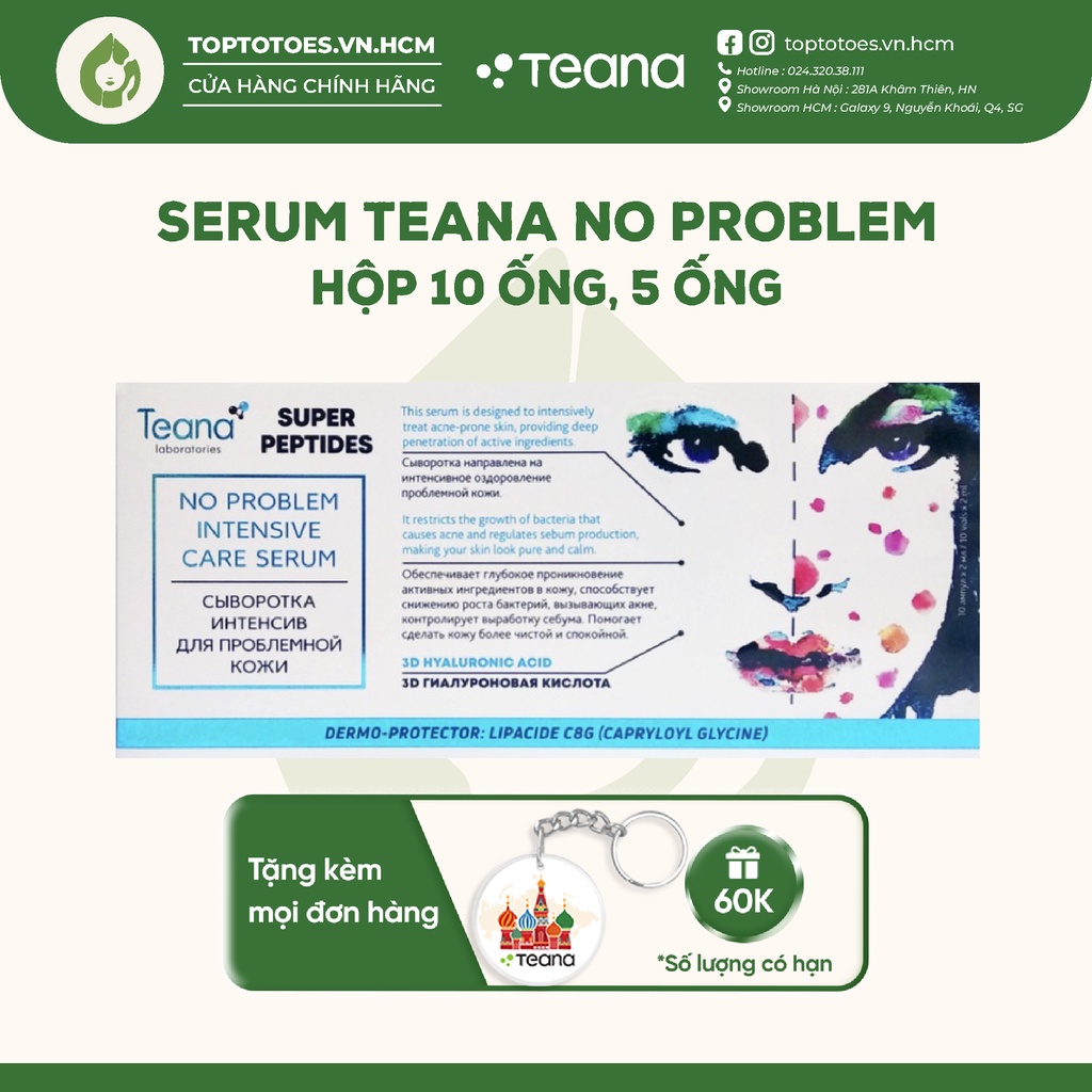 Serum Teana Super Peptides No Problem Intensive Care giảm sưng, đẩy & gom cồi mụn giảm tiết dầu