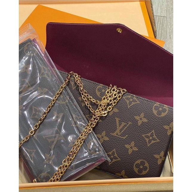 Túi quai xích lv.kèm 2 ví nhỏ size22cm fullbox