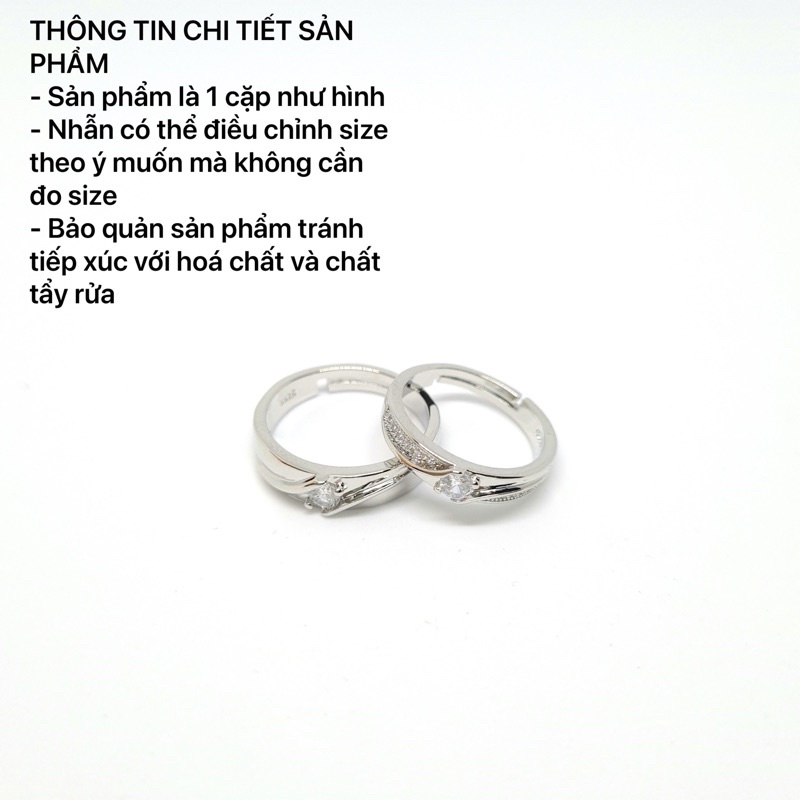 Nhẫn đôi tình yêu nam nữ đẹp giá rẻ đính đá bạn thân NB02