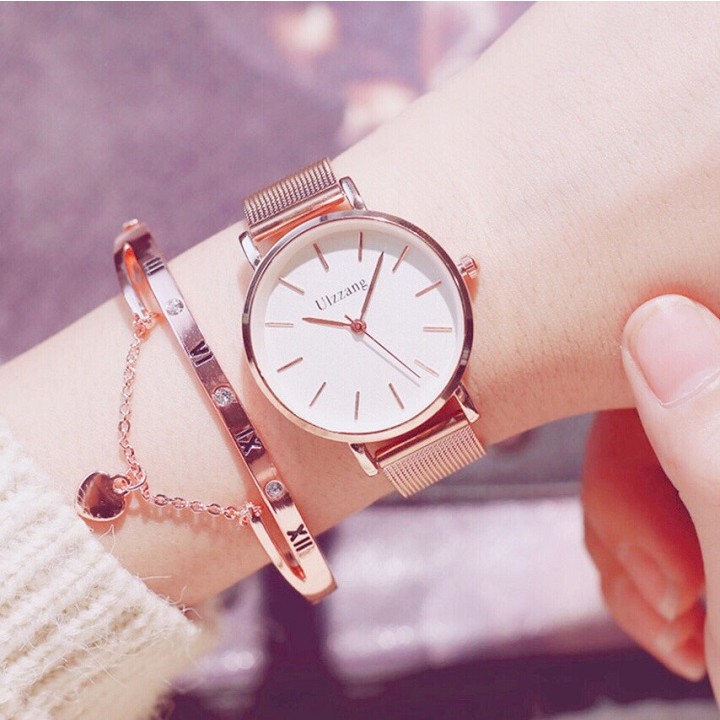 Đồng Hồ Nữ ULZZANG Dây Kim Loại Chính Hãng Thiết Kế Đơn Giản Sang Trọng