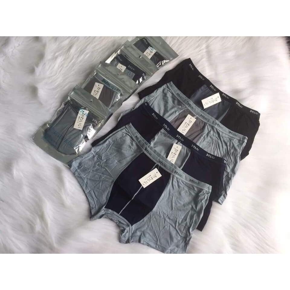 Quần Lót Nam Cotton Co Giãn Quần Sịp Đùi Túi Zip Bạc