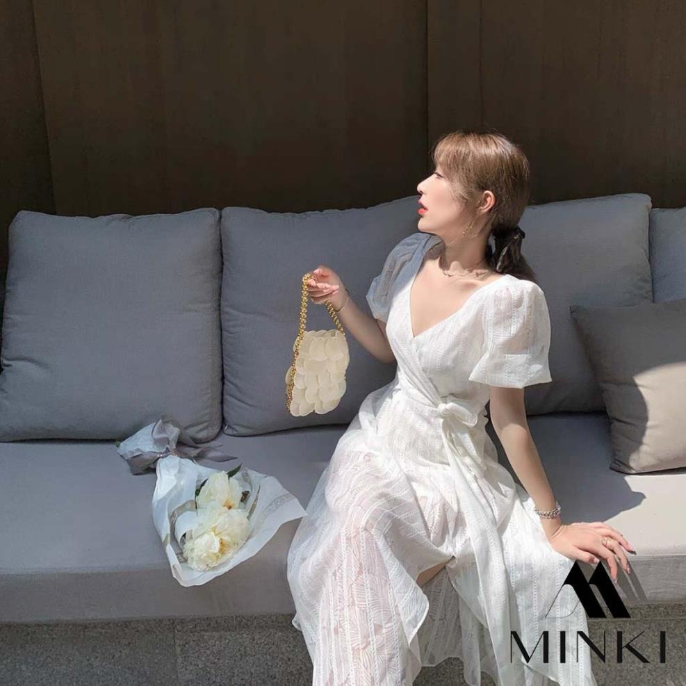 [TTTK] 🌸 ĐẦM TRẮNG HỒNG HOẠ TIẾT CHIẾC LÁ - CHẤT LIỆU CAO CẤP - MÀU TRẮNG / HỒNG | BigBuy360 - bigbuy360.vn