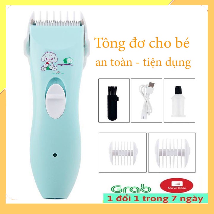 Tông đơ cắt tóc cho bé trẻ em cầm tay sạc điện TOIR 102 tiếng ồn thấp hình con cún đáng yêu