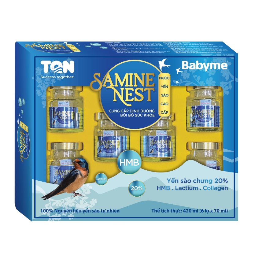 Nước yến sào cao cấp Samine Nest - Nước Yến Dành Cho Người Lớn  Hộp 6 lọ x 70ml