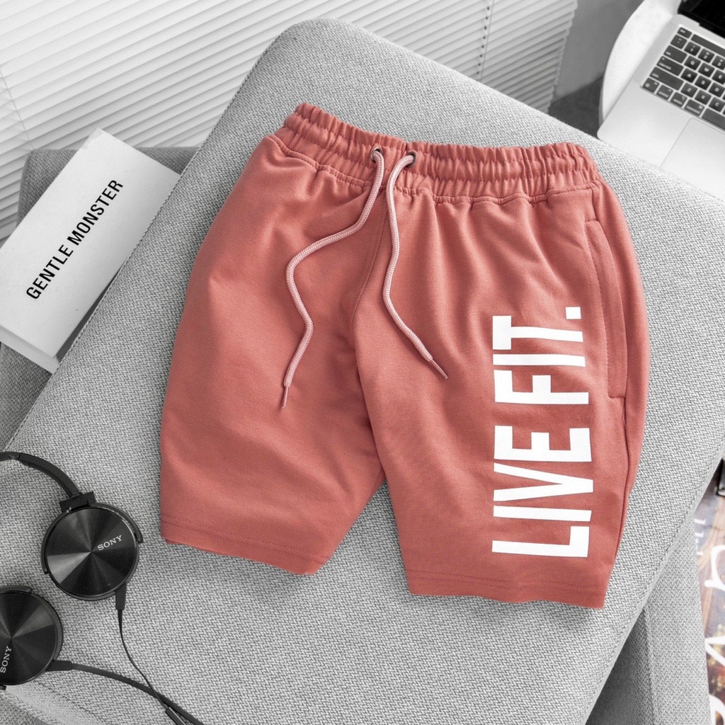 Quần Short Tập Gym Live Fit Mới New Thun Da Cá Co Giản Mát