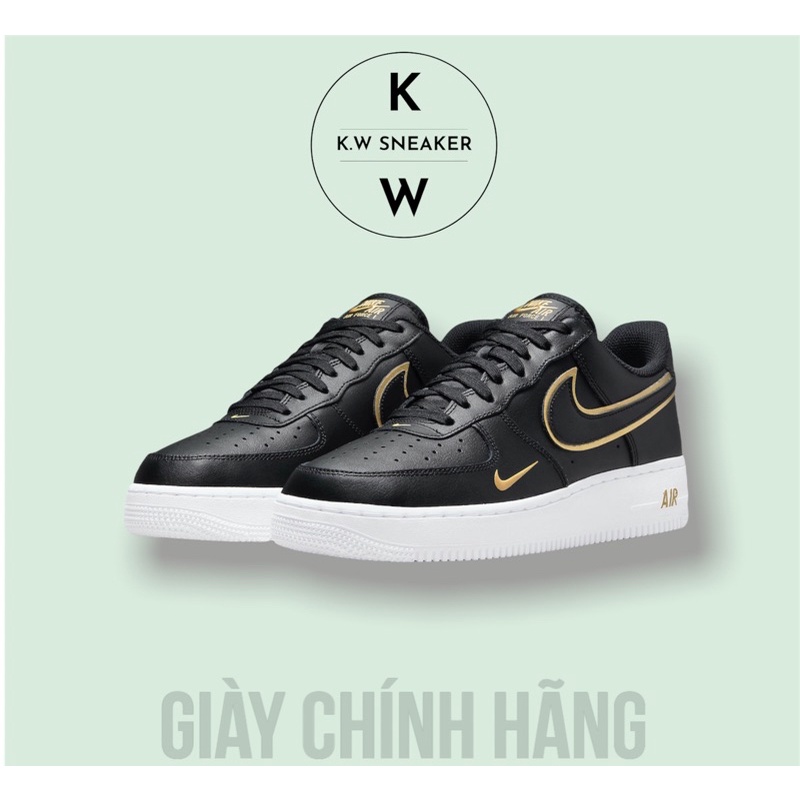 ( Giày AUTH) Giày Nike Air Force 1 Black Gold và BHM chính hãng