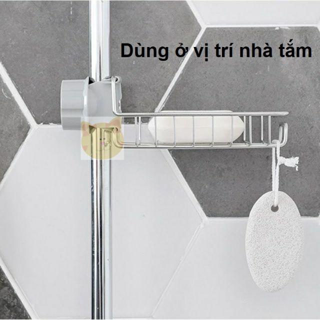 Kệ inox gắn vào vòi nước đựng đồ rửa chén, nhà tắm