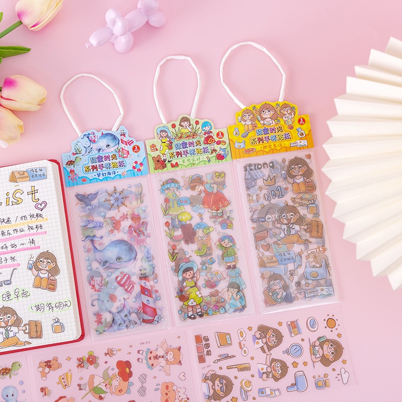 Set 3 Tấm Sticker Nhũ Vàng Cắt Sẵn Có Quai Siêu Dễ Thương
