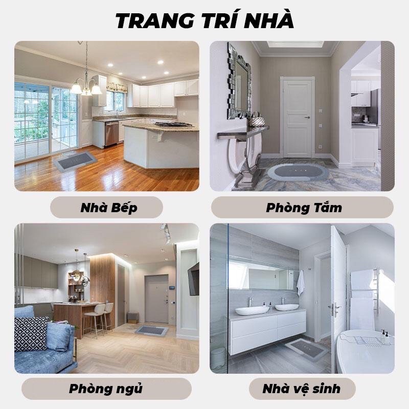Thảm trải sàn thấm hút nước HOME, Thảm chùi chân nhà tắm , nhà vệ sinh chất liệu chống trơn trượt, Siêu bền