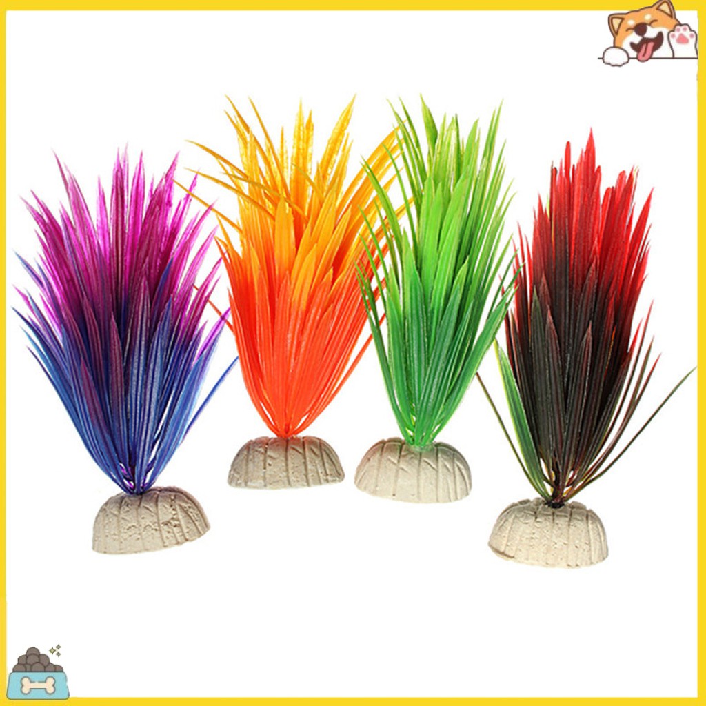 Cỏ giả nhiều màu sắc trang trí bể cá 13cm