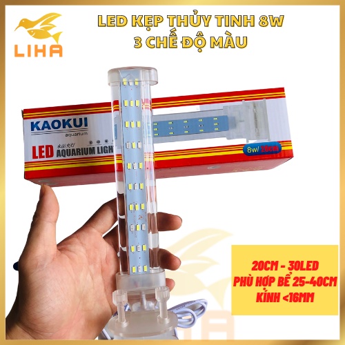 Đèn Led Kẹp Thủy Tinh 2 Dãy Led 3 Chế Độ Màu - Led Kaokui Siêu Đẹp Cho Bể Cá