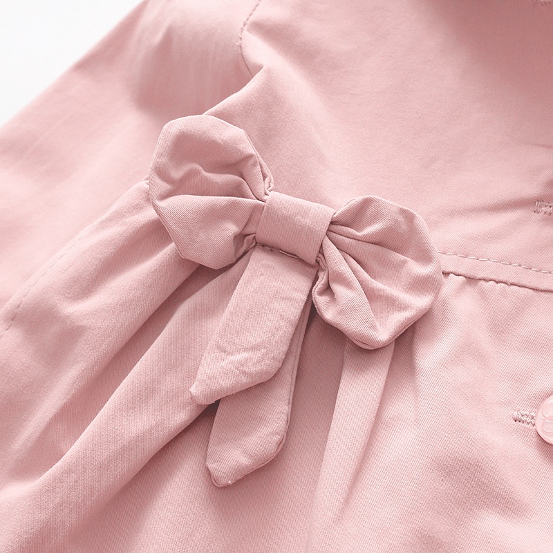 Áo Khoác cotton Chống Gió Thêu Họa Tiết Thắt Nơ Mẫu Mới 2023 Thời Trang Mùa Xuân Cho Bé Gái 0-4 Tuổi