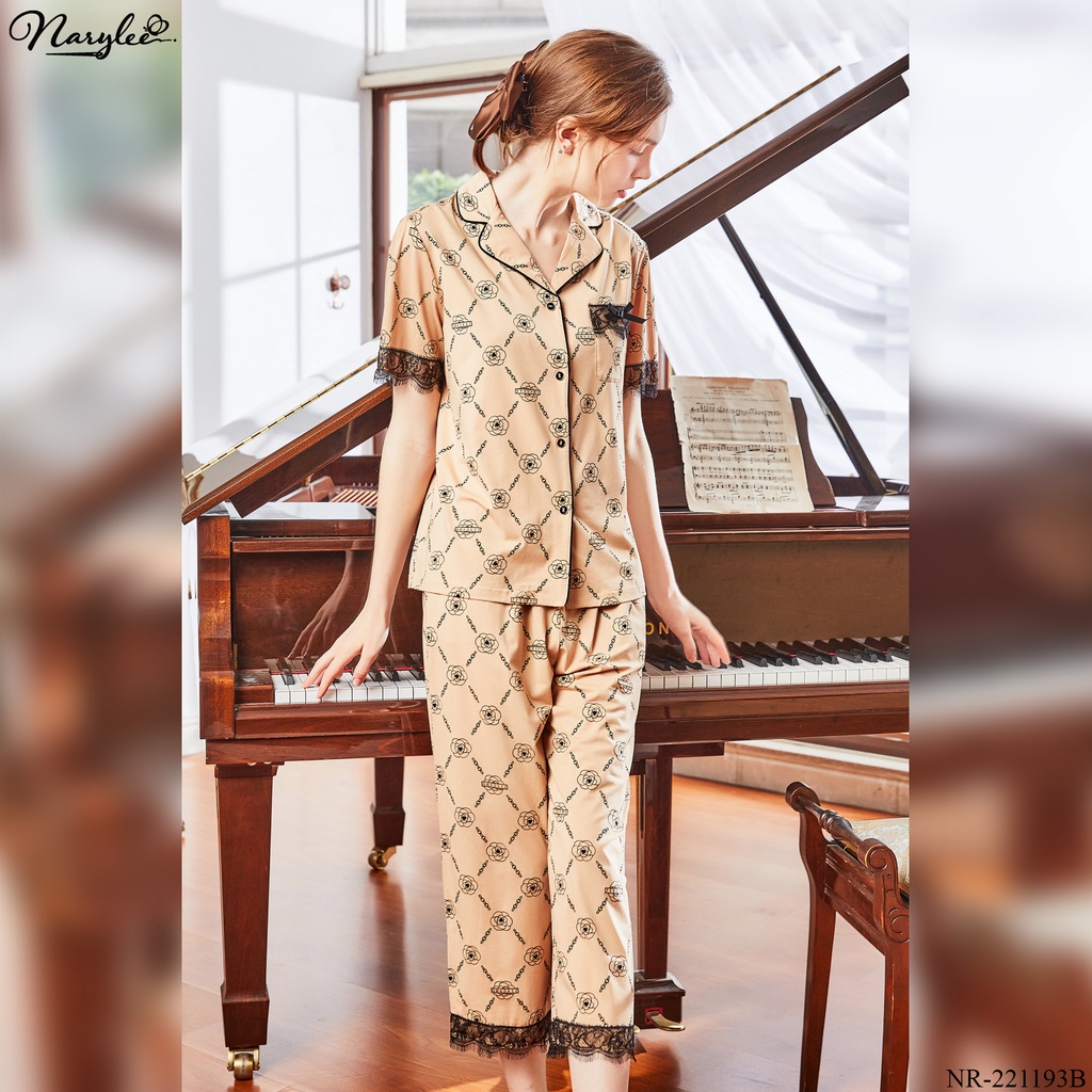 Đồ bộ pyjama mặc nhà nữ cao cấp Narylee áo cộc quần dài cotton nhập khẩu mềm mịn chống tia UV kháng khuẩn mã NR221193