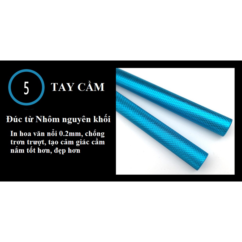 Dây nhảy lõi thép, tay cầm hợp kim nhôm, bền bỉ dẻo dai Cleacco BORO SPORT