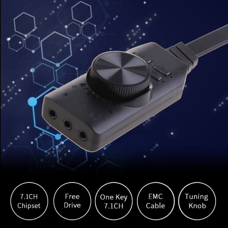 Card Âm Thanh Ảo Màu Đen GS3 7.1 Giắc Cắm USB 3.5mm Dành Cho PC Notebook