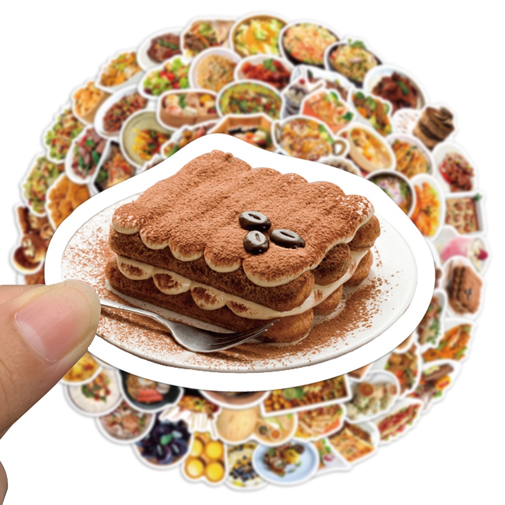Set 90 chiếc sticker chống thấm nước ĐỒ ĂN TIKTOKER RẤT THÍCH REVIEW muốn dán gì dán nè