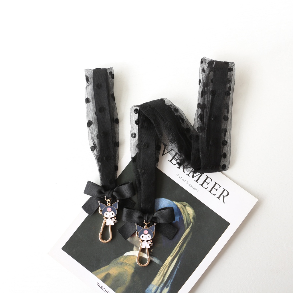 Dây Đeo Điện Thoại Hai Lớp Họa Tiết Chấm Bi Ren / Nơ Kuromi Melody Ngọt Ngào