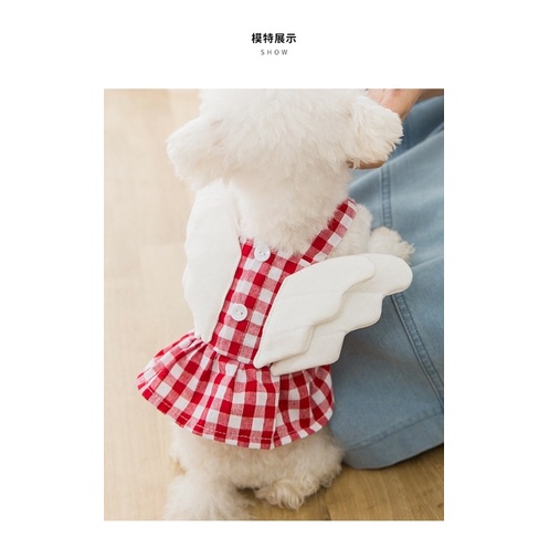 Đầm váy caro cánh tiên cho thú cưng
