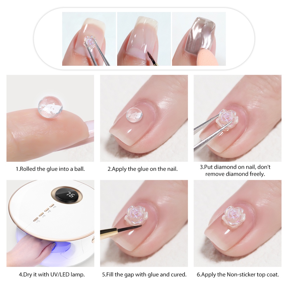 Keo Dán Móng Tay Màu Trơn Nhẹ Nhàng Lâu Trôi